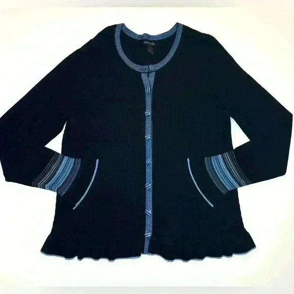Grace Dane Lewis Woman  Cardigan Sweater w/ Beaded Trim & Buttons, Size 1X - Picture 1 of 6